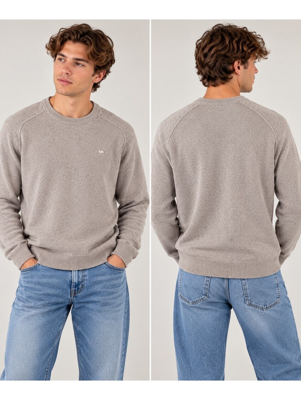 Michael Kors Men’s Grey Knit Crewneck Sweater  Large  Minimalist Preppy Pullover